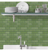 Olive Green Subway Peel and Stick Wall Tile | Kitchen Backsplash Tiles | Self Adhesive Tiles For Home Decor